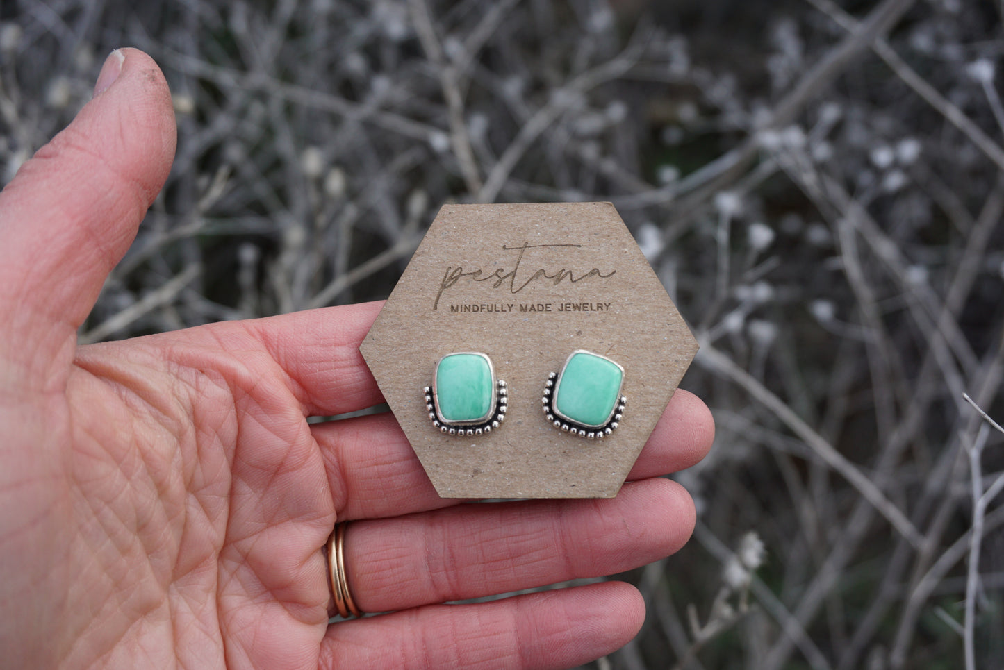 Stud Earrings (Lucien Variscite)
