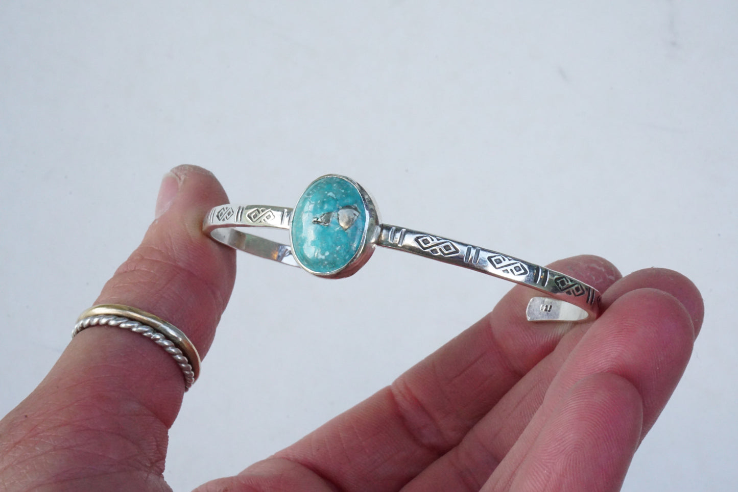 Stamped Cuff Bracelet (White Water)