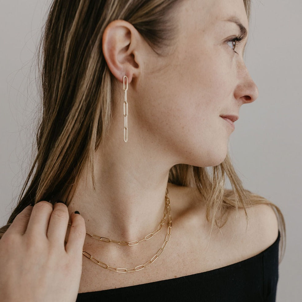 14/20 Yellow Gold Filled Paperclip Earrings