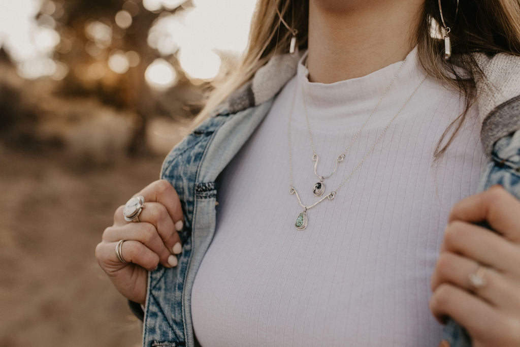 Hammered Drop Necklace (White Buffalo)