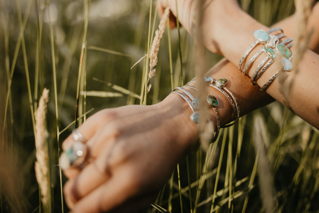 Stamped Cuff Bracelet (Evans Turquoise)
