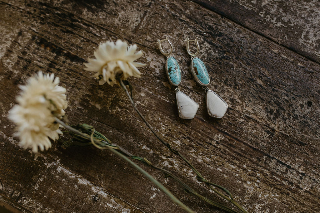 Kingman & White Buffalo Lever-Back Earrings
