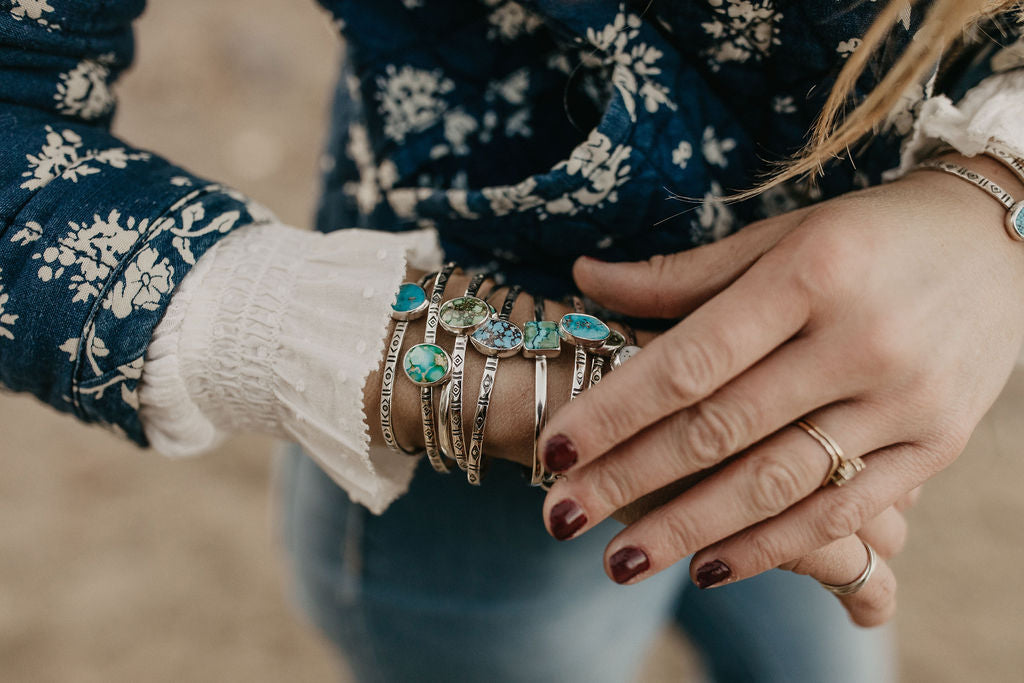 Stamped Cuff Bracelet (White Buffalo)