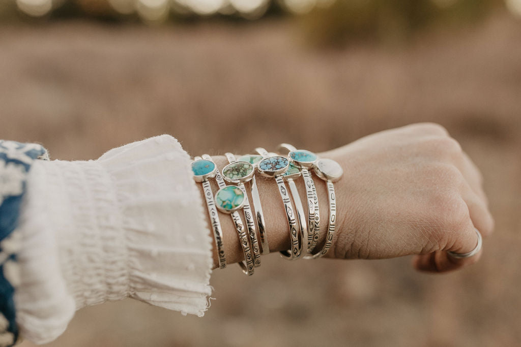 Stamped Cuff Bracelet (White Buffalo)
