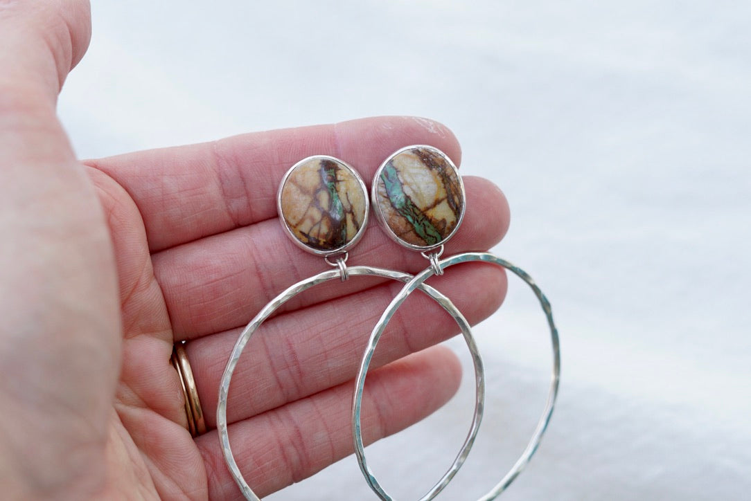 Hammered Organic Hoops (Royston Ribbon)