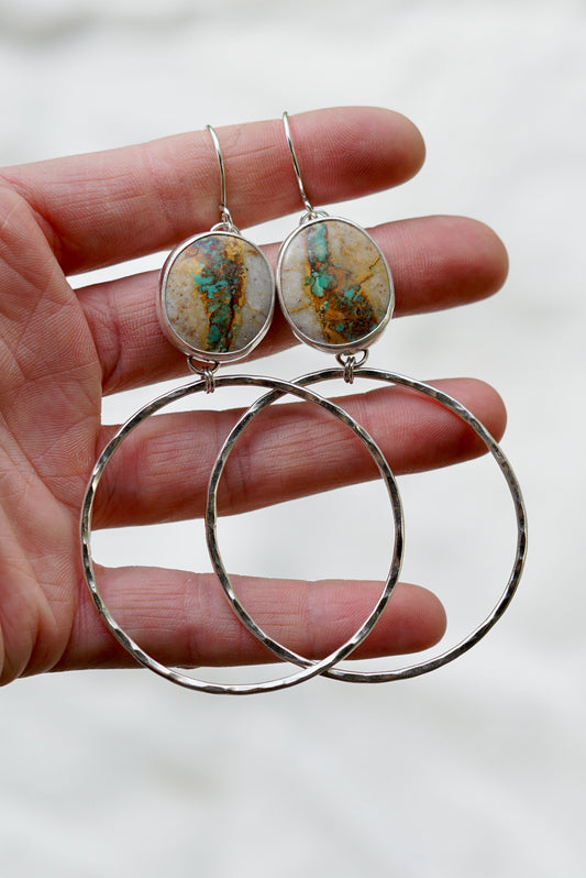 Hammered Organic Hoops (Royston Ribbon
