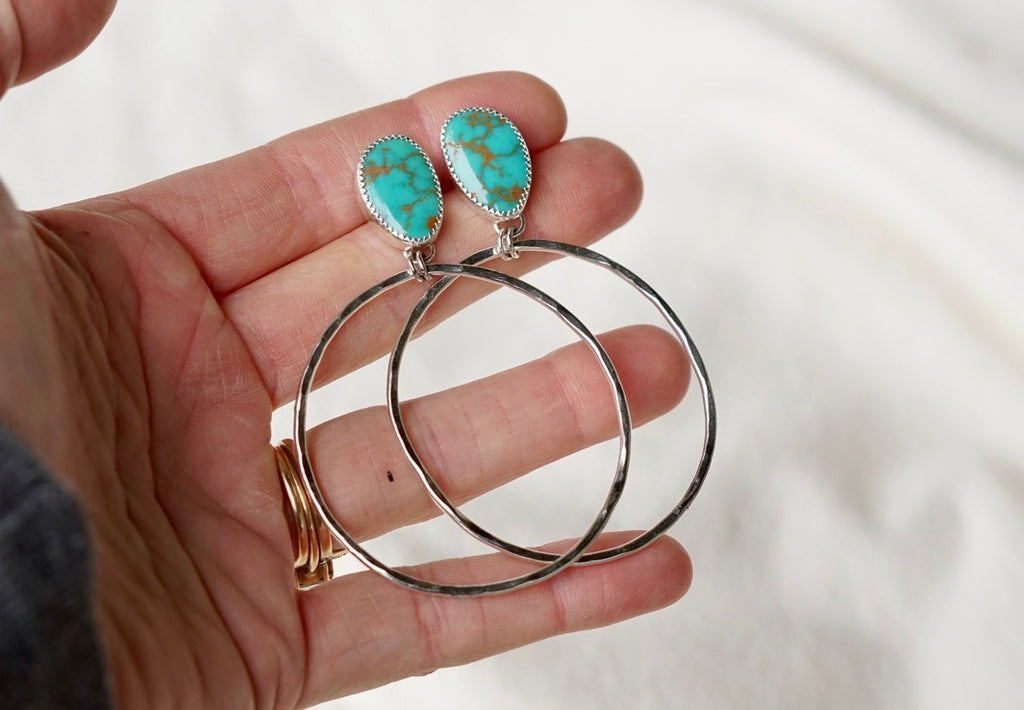 Hammered Organic Hoops (Sonoran Gem)