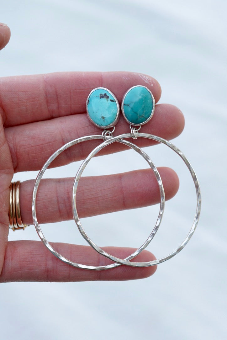 Hammered Organic Hoops (Evans)