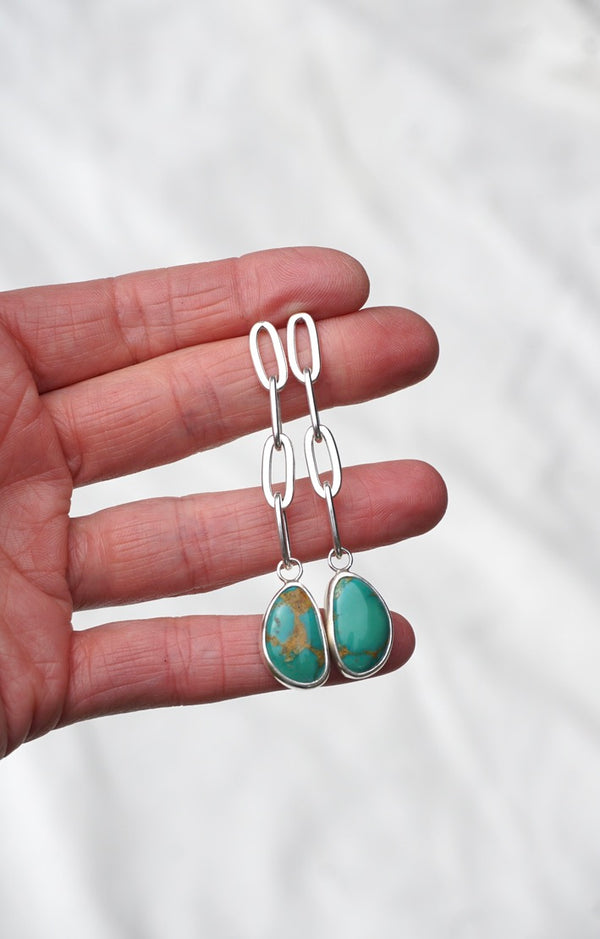 Turquoise Link Stud Earrings (Royston)