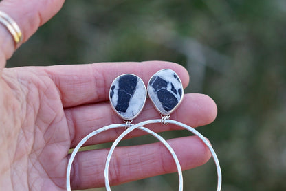 Hammered Organic Hoops (White Buffalo)