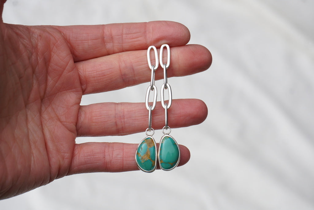 Turquoise Link Stud Earrings (Royston)