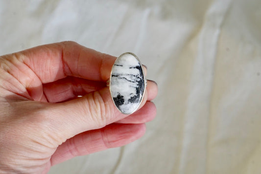 Sterling Silver & White Buffalo (Size 8)
