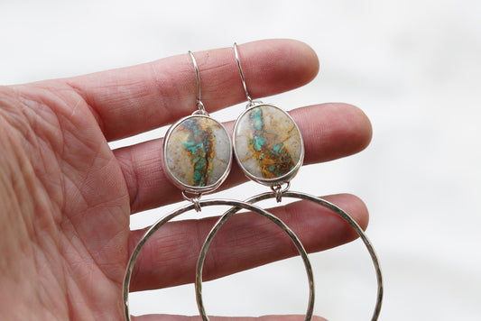 Hammered Organic Hoops (Royston Ribbon