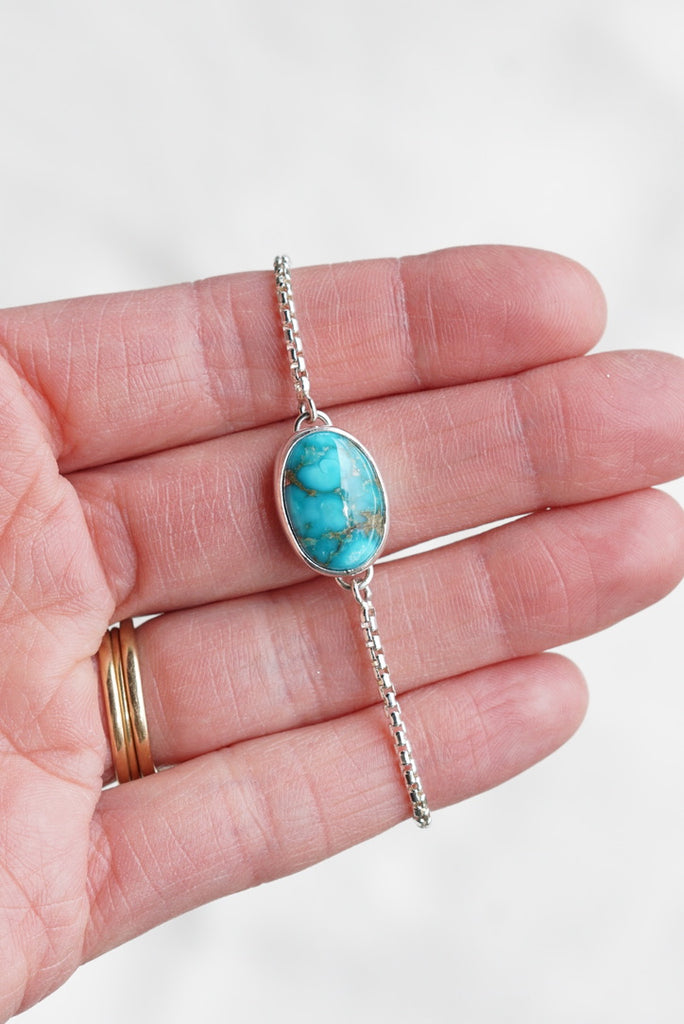 Box Chain Adjustable Bracelet (Blue Bird)