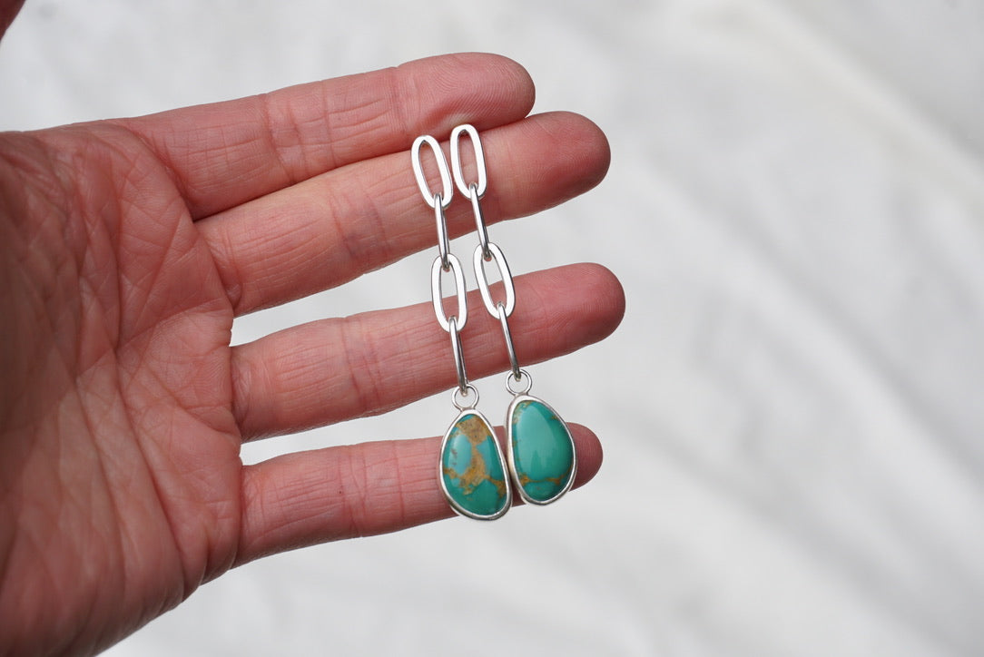 Turquoise Link Stud Earrings (Royston)