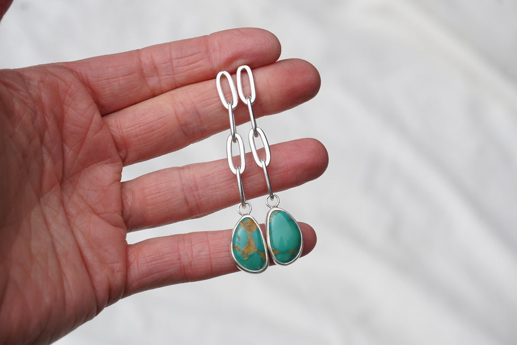 Turquoise Link Stud Earrings (Royston)