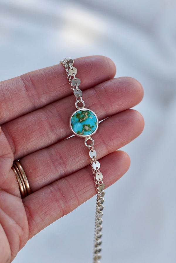 Boho Turquoise Anklet (Sonoran Gold)