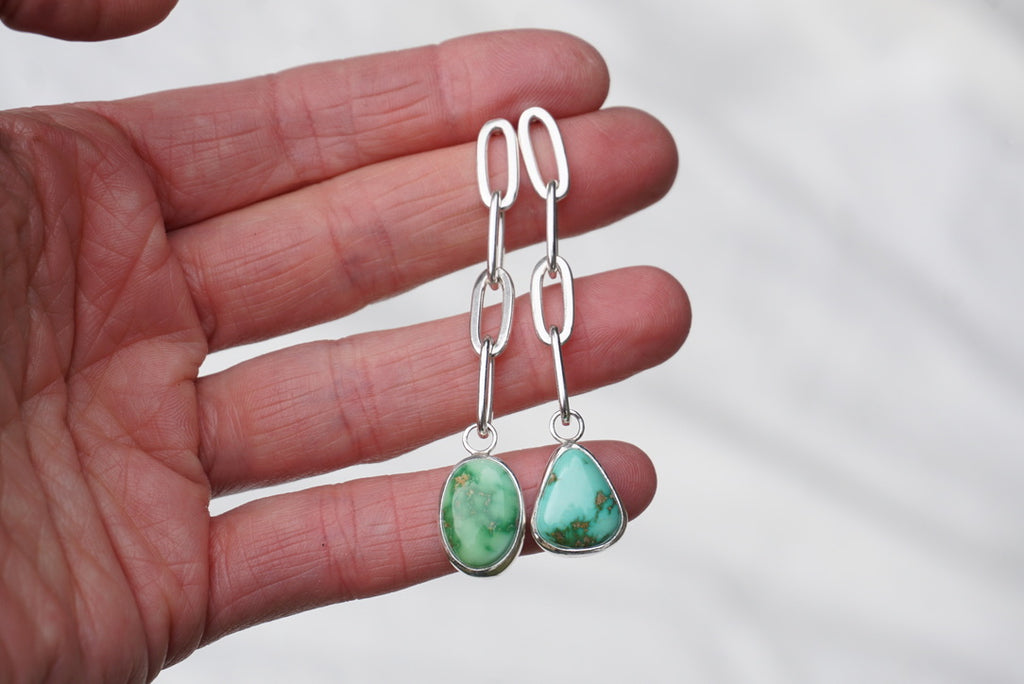 Turquoise Link Stud Earrings (Mixed)