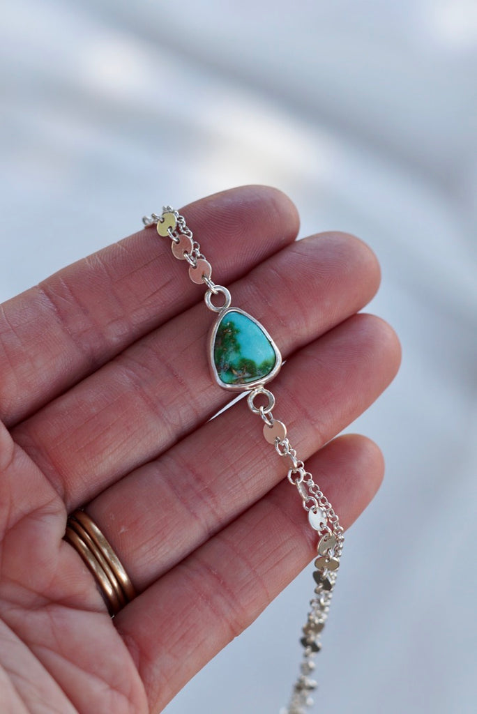 Boho Turquoise Anklet (Sonoran Gold)