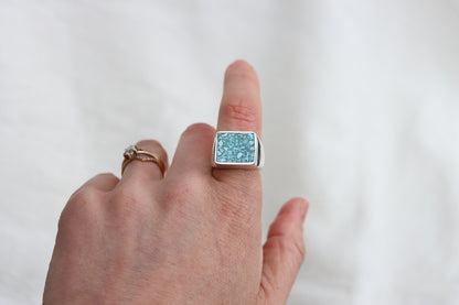 Turquoise Inlay Signet Ring (size 6.5)