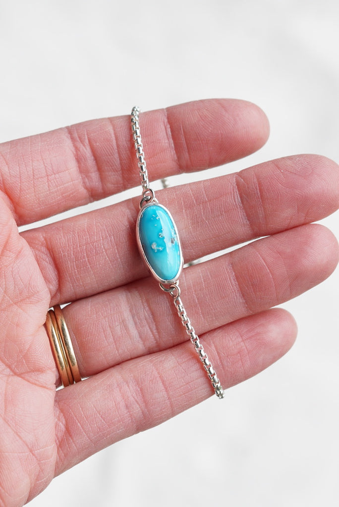 Box Chain Adjustable Bracelet (Blue Bird)