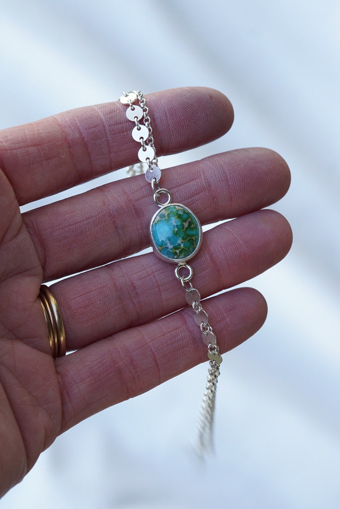 Boho Turquoise Anklet (Sonoran Mountain)