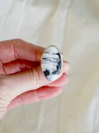 Sterling Silver & White Buffalo (Size 8)