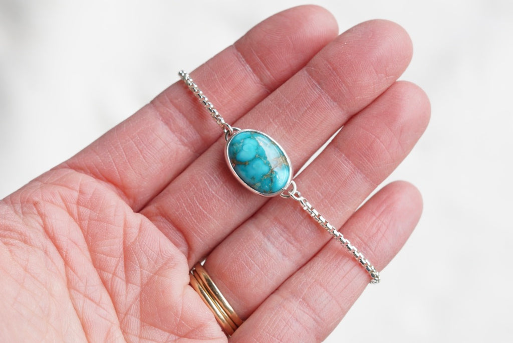 Box Chain Adjustable Bracelet (Blue Bird)