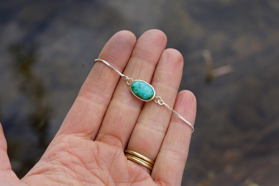 Box Chain Adjustable Bracelet (White Water)