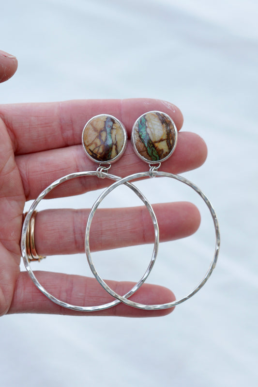 Hammered Organic Hoops (Royston Ribbon)