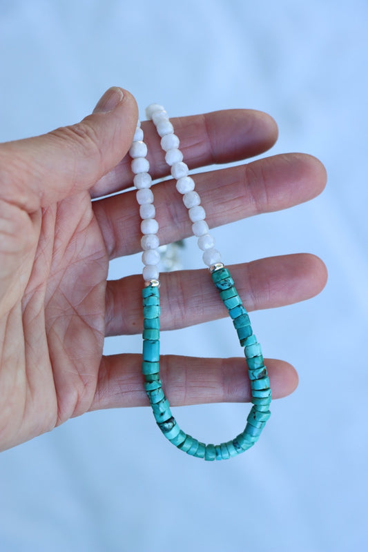 Beaded Necklace (Turquoise/Moonstone)