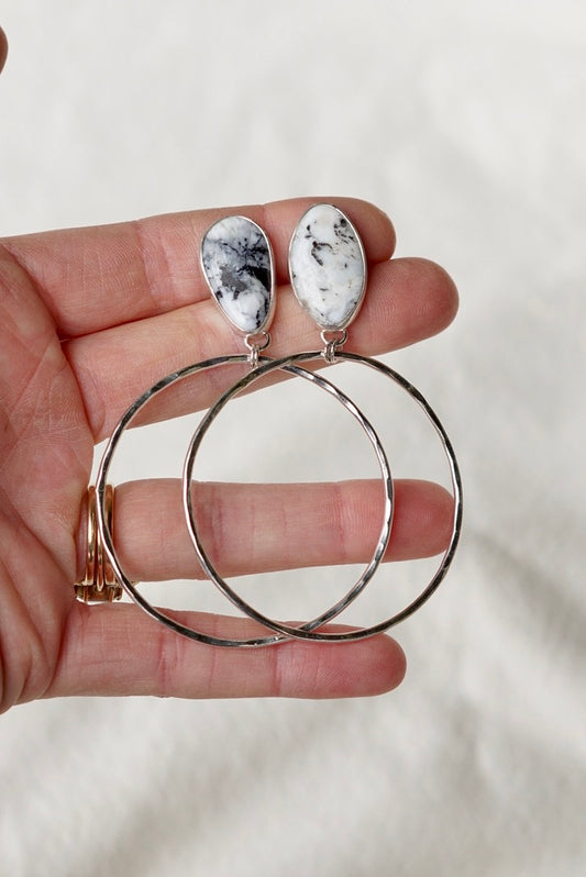 Hammered Organic Hoops (White Buffalo)