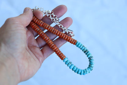 Beaded Necklace (Turquoise/Apple Coral)