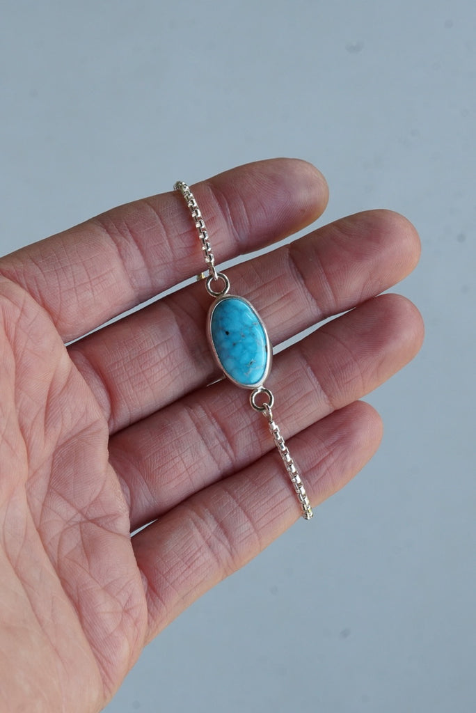 Box Chain Adjustable Bracelet (Blue Bird)