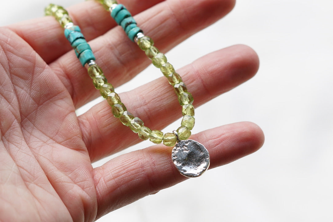 Metolius Necklace (Lime Quartz/Turquoise)