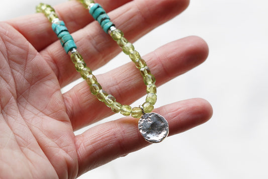 Metolius Necklace (Lime Quartz/Turquoise)