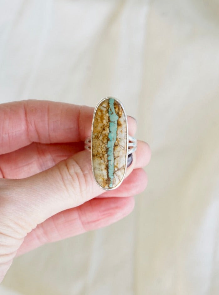 Sterling Silver & Royston Ribbon Ring (Size 7)
