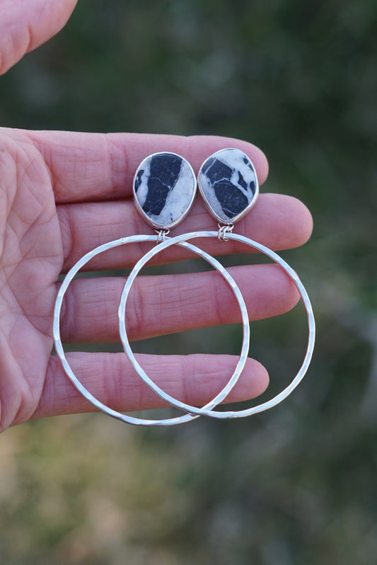 Hammered Organic Hoops (White Buffalo)