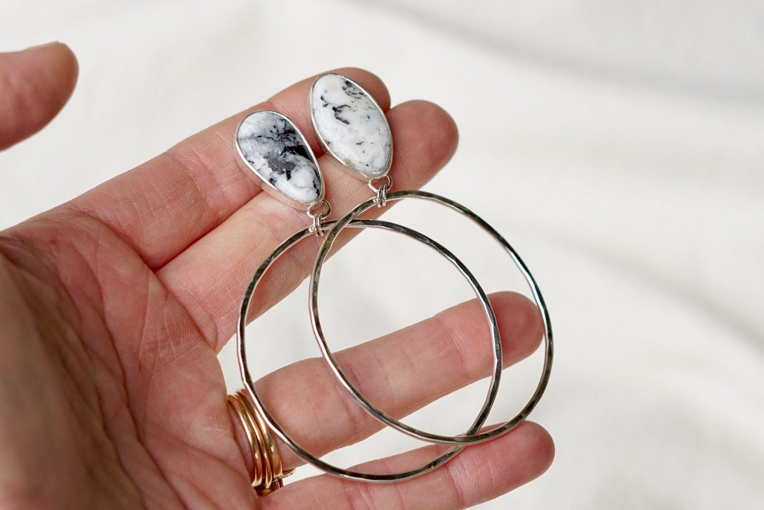 Hammered Organic Hoops (White Buffalo)