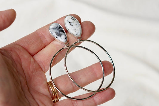 Hammered Organic Hoops (White Buffalo)