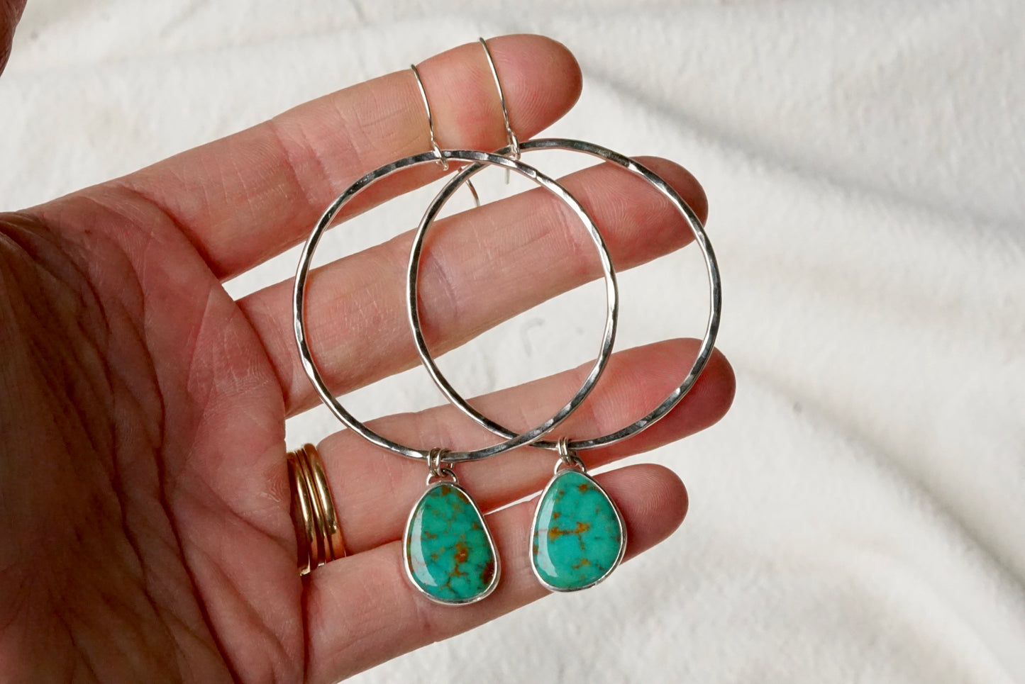 Hammered Organic Hoops (Sonoran Gem)