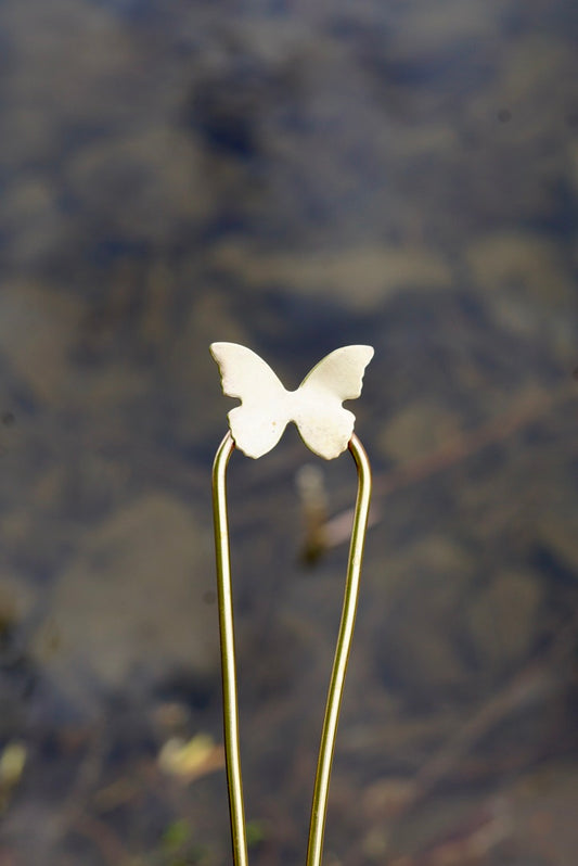 Brass Butterfly Hair Fork