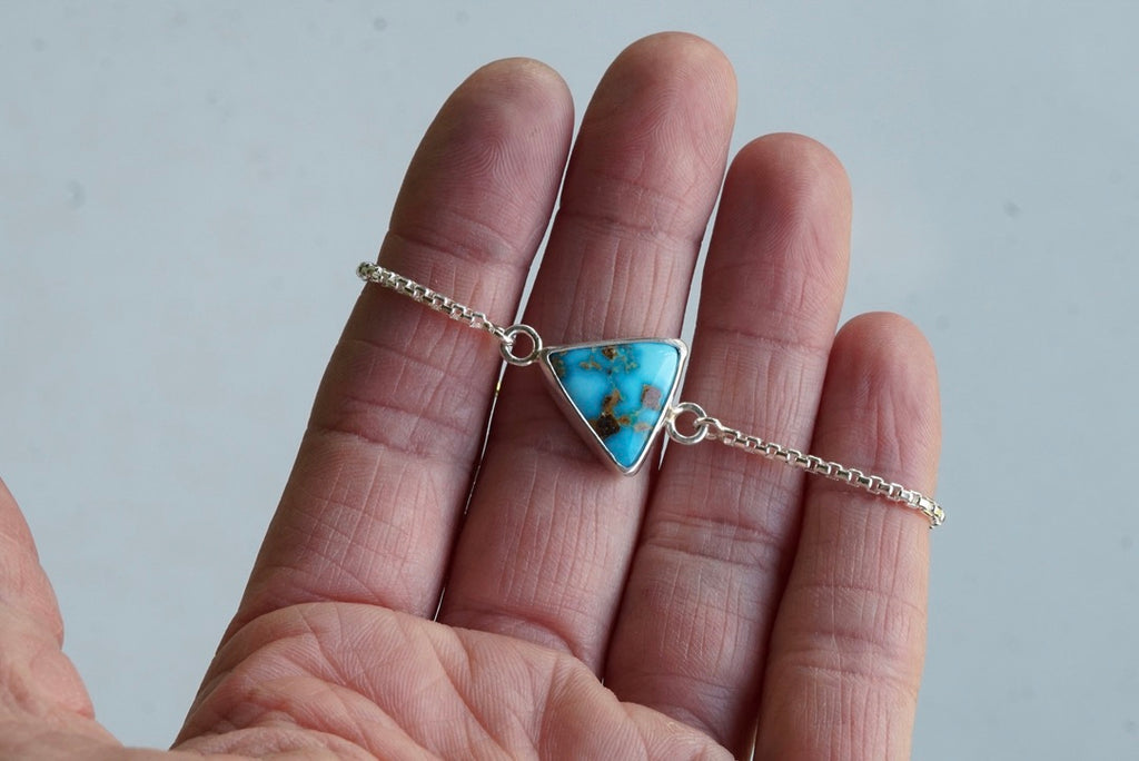 Box Chain Adjustable Bracelet (Blue Bird)