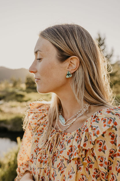 Emerald Rose + Gold Studs