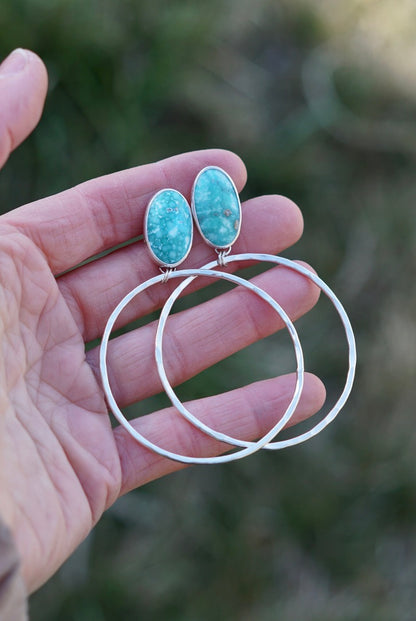 Hammered Organic Hoops (White Water)