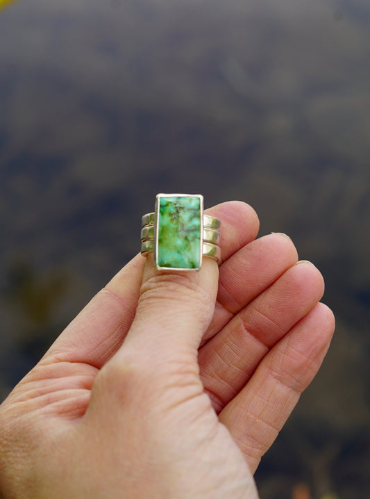 Turquoise & Silver Stacker Ring (Size 6)