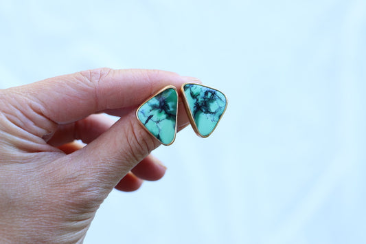 Emerald Rose + Gold Studs