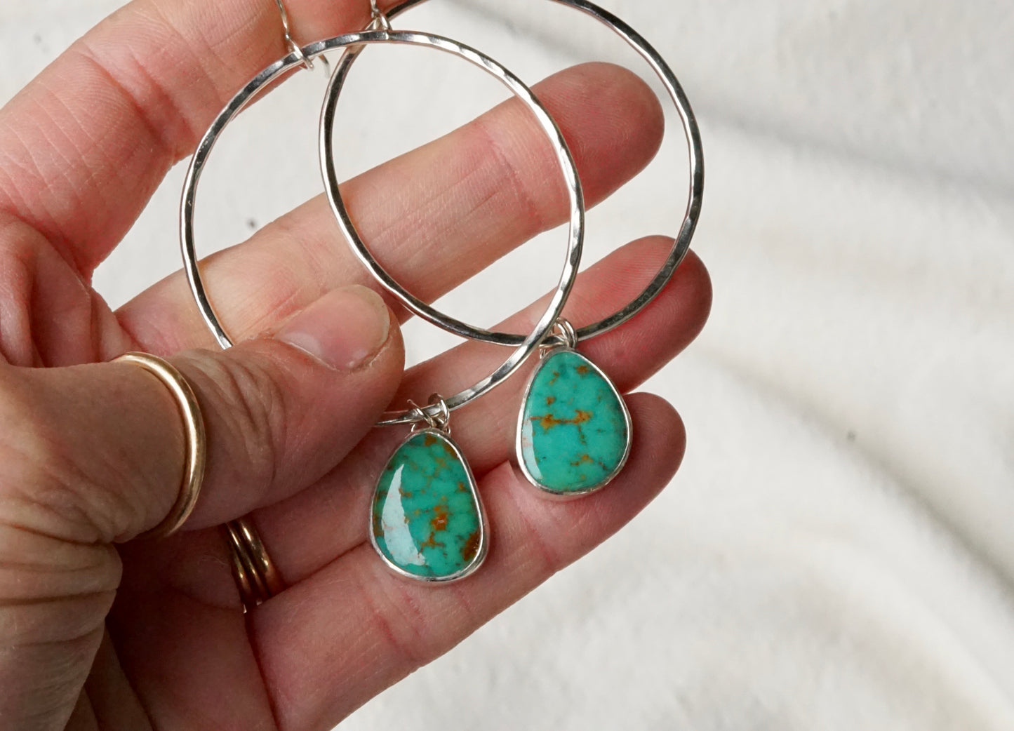 Hammered Organic Hoops (Sonoran Gem)