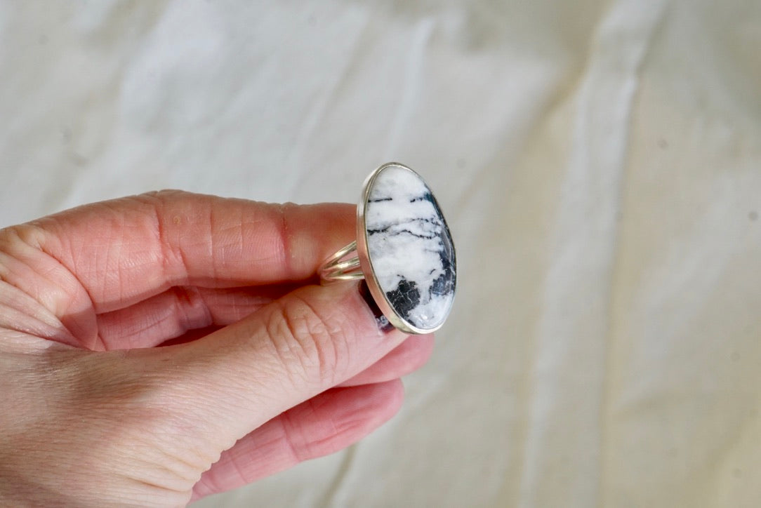 Sterling Silver & White Buffalo (Size 8)