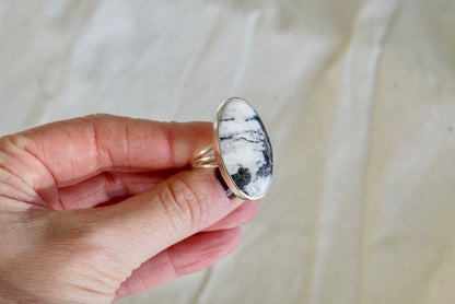 Sterling Silver & White Buffalo (Size 8)